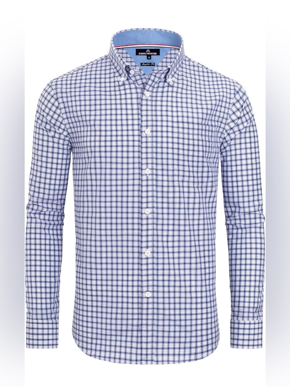 Alimens & Gentle Men Plaid Button Down Shirts Long Sleeve Dress Gingham Shirt XL